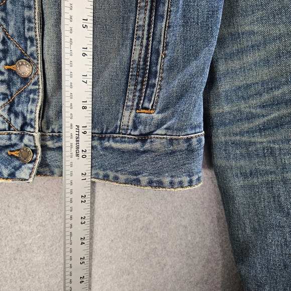 Free People Women Jacket XS Blue Rumors Denim Jean Trucker - Picture 3 of 11